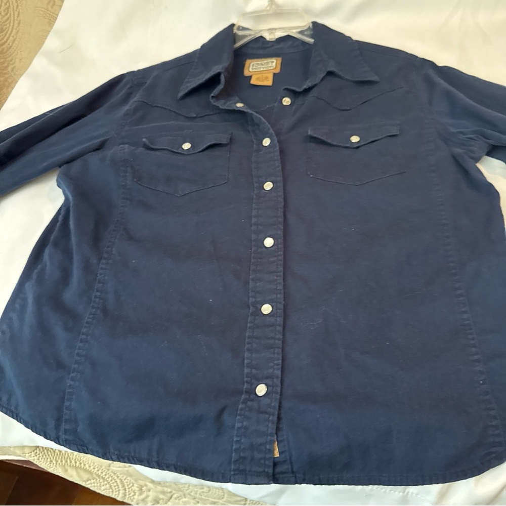 Women's Navy Button Down Shirt - Picture 8 of 16